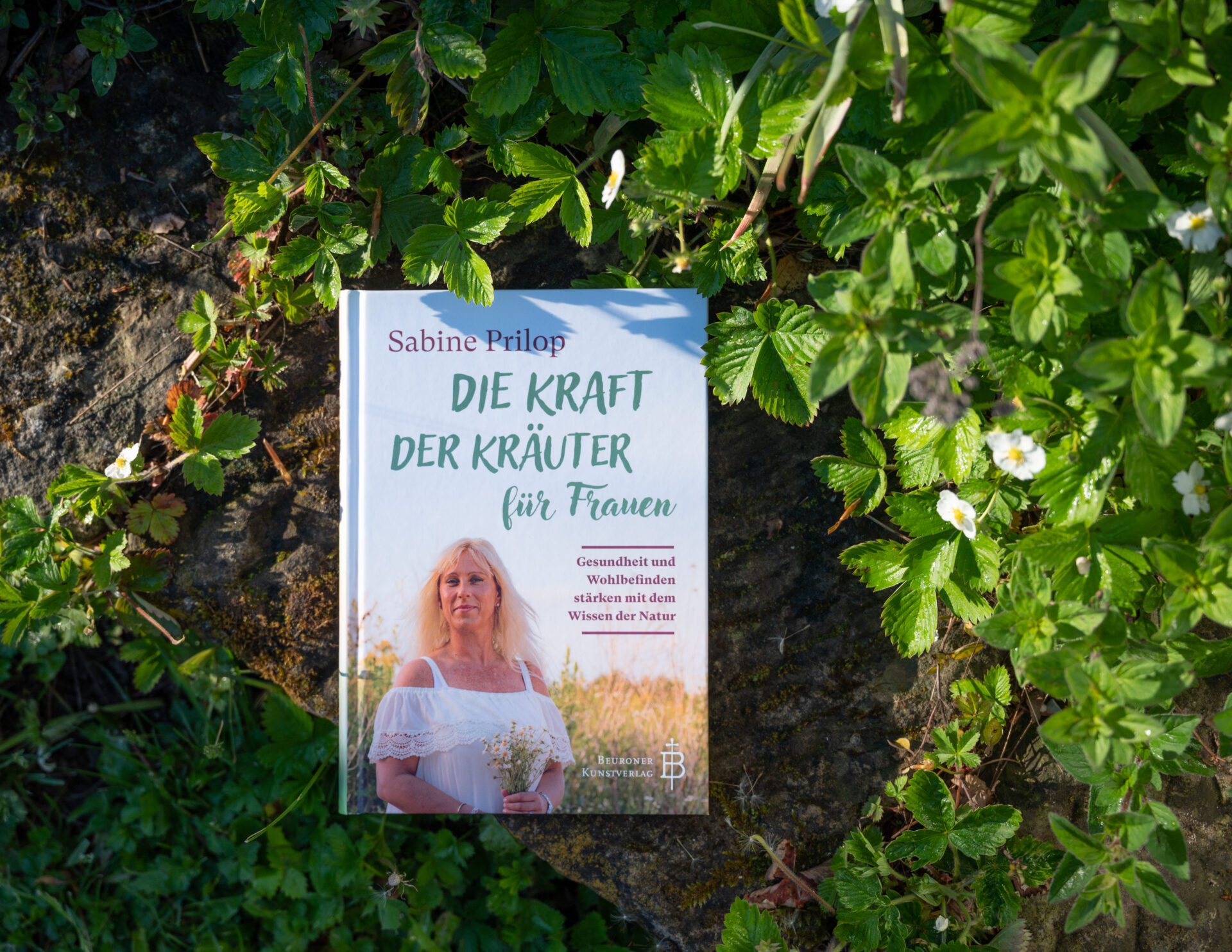 Buch über Kräuter für Frauen liegt im Kräutergarten